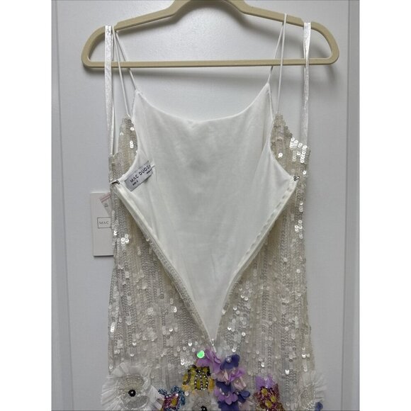 Mac Duggal Size 2 White 3D Floral 93628 Sequin Embellished Mini Cocktail Dress - Picture 9 of 13
